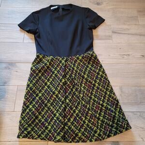 Philosophy Di Alberta Ferretti Dress US10 Black Boucle Plaid Tweed Goth Punk Y2K